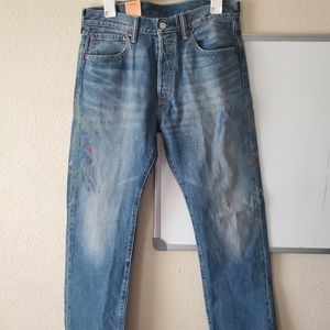 Levis 501 Jeans Straight Leg Button Fly Med Stone